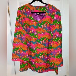 Colorful Floral and Butterfly Blouse